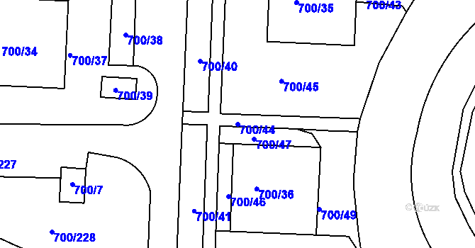 Parcela st. 700/44 v KÚ Michle, Katastrální mapa