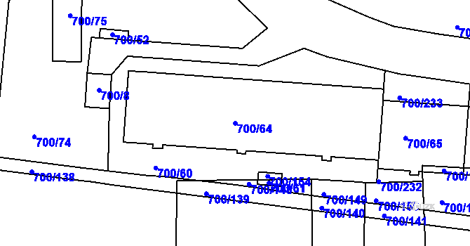 Parcela st. 700/64 v KÚ Michle, Katastrální mapa