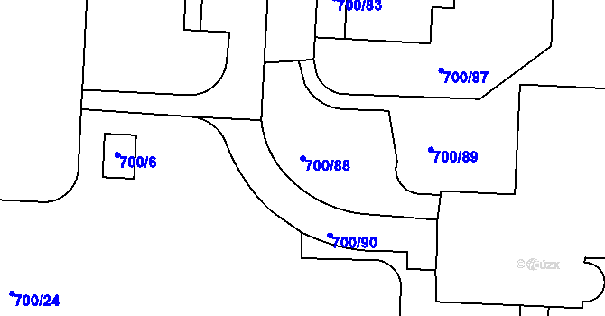 Parcela st. 700/88 v KÚ Michle, Katastrální mapa