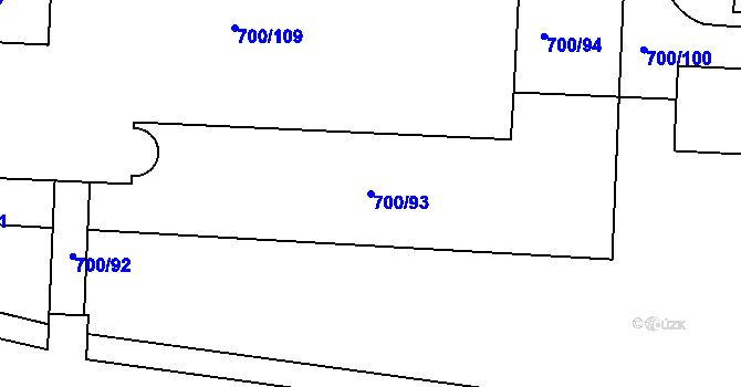 Parcela st. 700/93 v KÚ Michle, Katastrální mapa