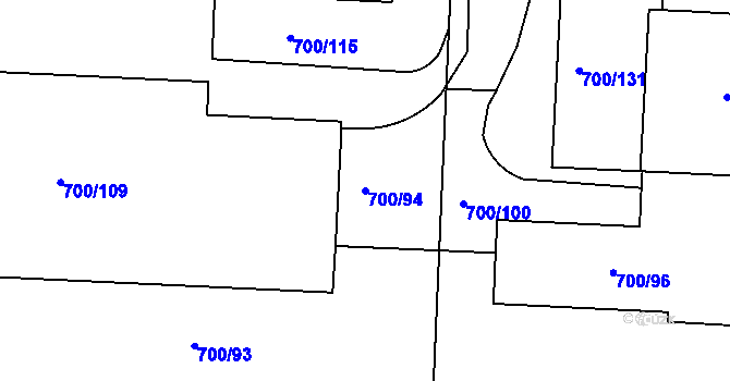Parcela st. 700/94 v KÚ Michle, Katastrální mapa