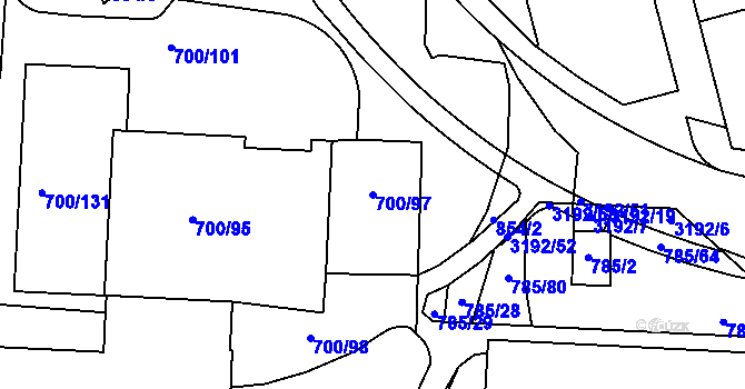 Parcela st. 700/97 v KÚ Michle, Katastrální mapa