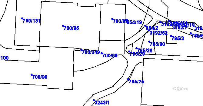Parcela st. 700/98 v KÚ Michle, Katastrální mapa