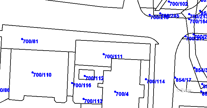 Parcela st. 700/111 v KÚ Michle, Katastrální mapa