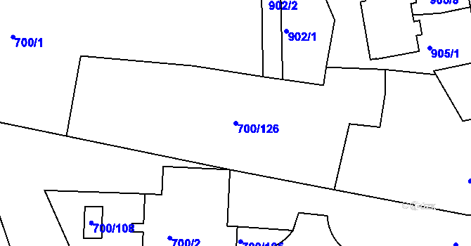Parcela st. 700/126 v KÚ Michle, Katastrální mapa