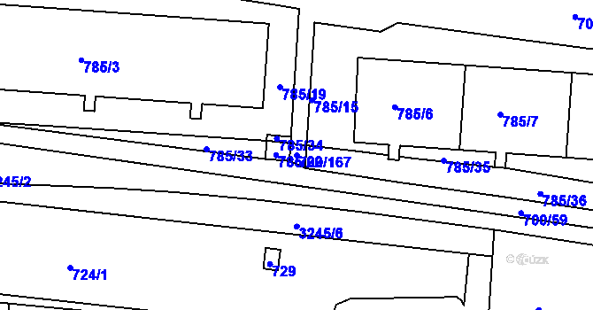 Parcela st. 700/167 v KÚ Michle, Katastrální mapa