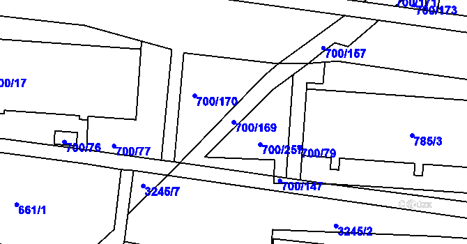 Parcela st. 700/169 v KÚ Michle, Katastrální mapa