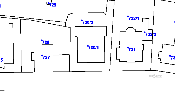 Parcela st. 730/1 v KÚ Michle, Katastrální mapa