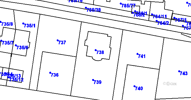 Parcela st. 738 v KÚ Michle, Katastrální mapa