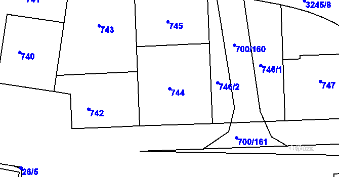 Parcela st. 744 v KÚ Michle, Katastrální mapa