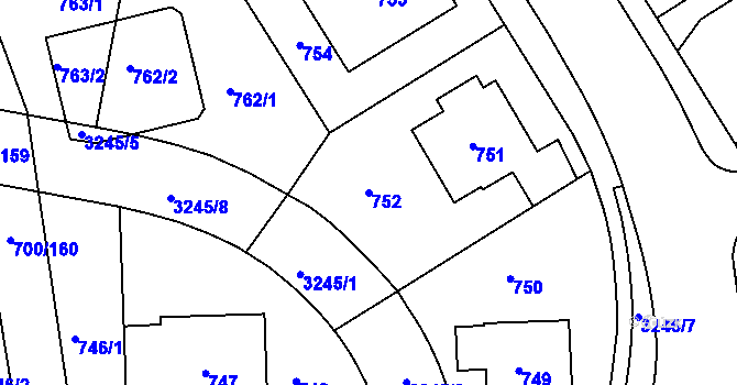 Parcela st. 752 v KÚ Michle, Katastrální mapa