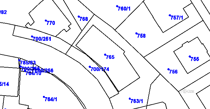 Parcela st. 765 v KÚ Michle, Katastrální mapa