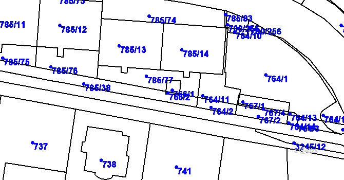 Parcela st. 766/1 v KÚ Michle, Katastrální mapa
