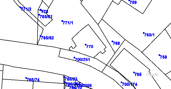 Parcela st. 770 v KÚ Michle, Katastrální mapa