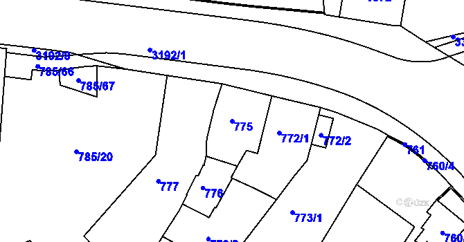 Parcela st. 775 v KÚ Michle, Katastrální mapa