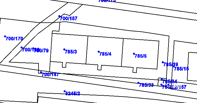 Parcela st. 785/4 v KÚ Michle, Katastrální mapa