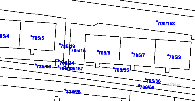 Parcela st. 785/6 v KÚ Michle, Katastrální mapa