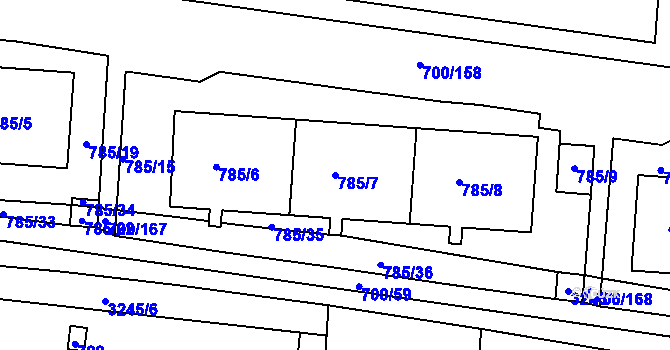 Parcela st. 785/7 v KÚ Michle, Katastrální mapa