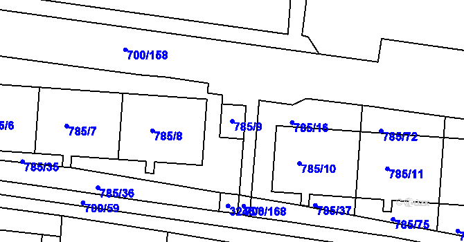 Parcela st. 785/9 v KÚ Michle, Katastrální mapa