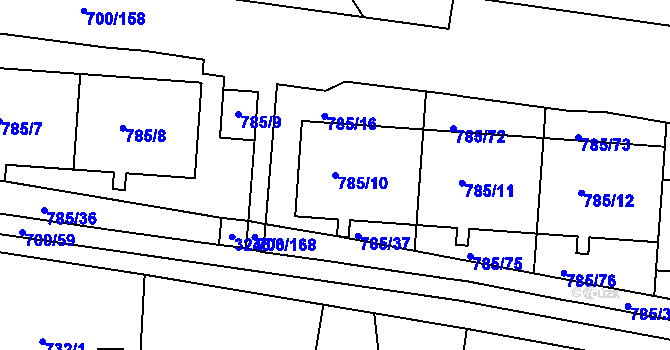 Parcela st. 785/10 v KÚ Michle, Katastrální mapa