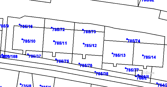 Parcela st. 785/12 v KÚ Michle, Katastrální mapa