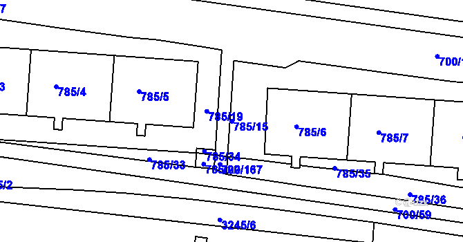 Parcela st. 785/15 v KÚ Michle, Katastrální mapa