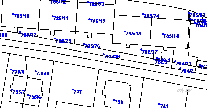 Parcela st. 785/38 v KÚ Michle, Katastrální mapa