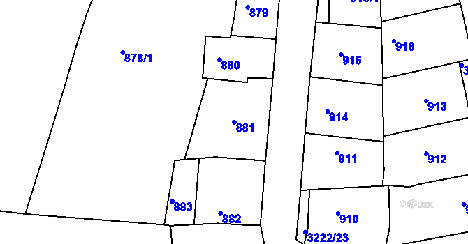 Parcela st. 881 v KÚ Michle, Katastrální mapa