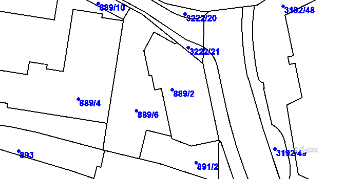 Parcela st. 889/2 v KÚ Michle, Katastrální mapa