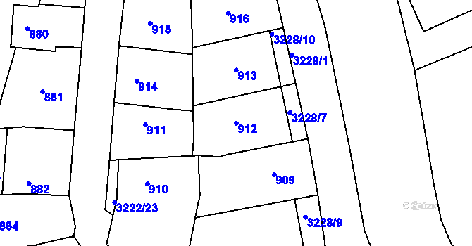 Parcela st. 912 v KÚ Michle, Katastrální mapa
