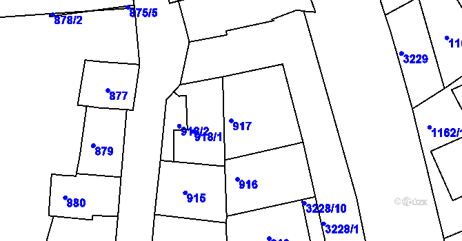 Parcela st. 917 v KÚ Michle, Katastrální mapa
