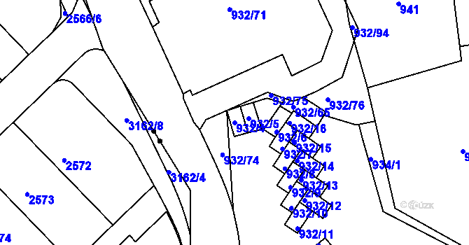 Parcela st. 932/4 v KÚ Michle, Katastrální mapa