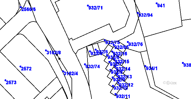 Parcela st. 932/5 v KÚ Michle, Katastrální mapa