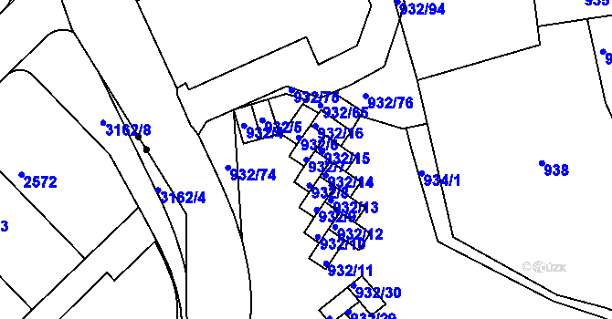 Parcela st. 932/7 v KÚ Michle, Katastrální mapa