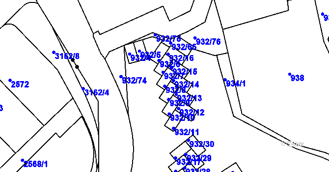 Parcela st. 932/8 v KÚ Michle, Katastrální mapa