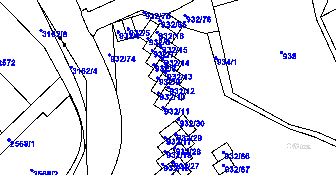 Parcela st. 932/12 v KÚ Michle, Katastrální mapa