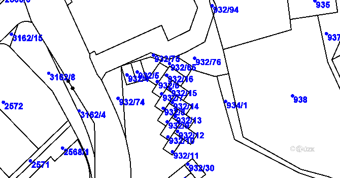Parcela st. 932/15 v KÚ Michle, Katastrální mapa
