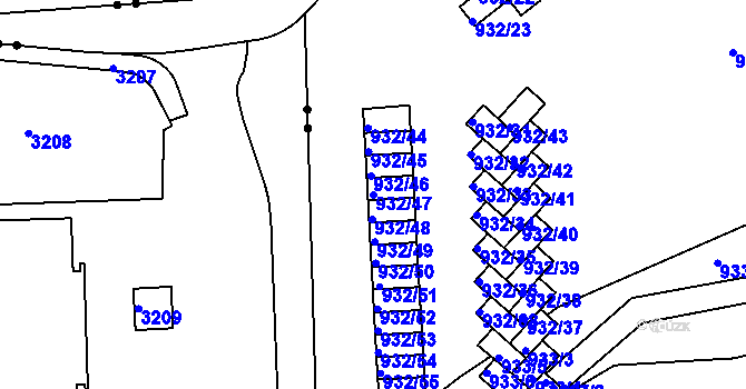 Parcela st. 932/47 v KÚ Michle, Katastrální mapa