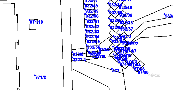 Parcela st. 932/56 v KÚ Michle, Katastrální mapa