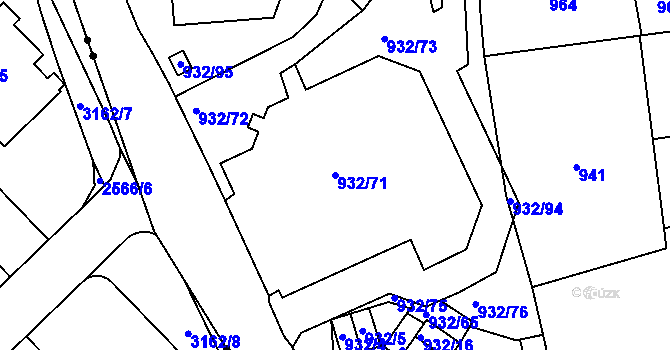 Parcela st. 932/71 v KÚ Michle, Katastrální mapa
