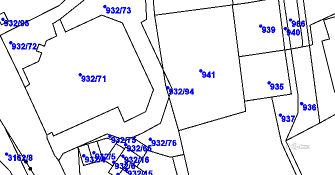 Parcela st. 932/94 v KÚ Michle, Katastrální mapa