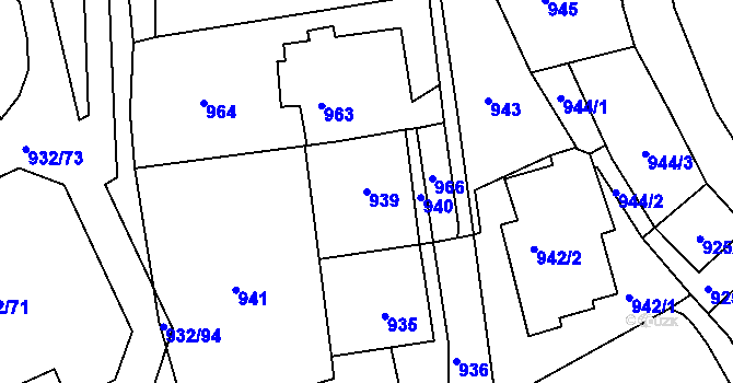 Parcela st. 939 v KÚ Michle, Katastrální mapa
