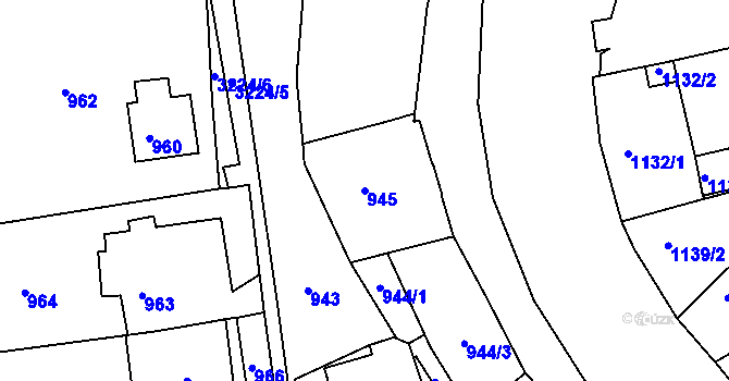 Parcela st. 945 v KÚ Michle, Katastrální mapa