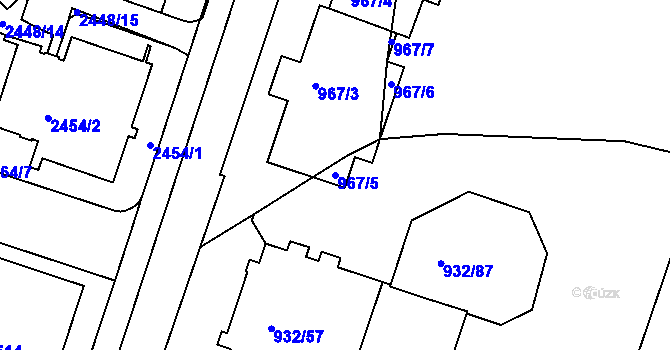 Parcela st. 967/5 v KÚ Michle, Katastrální mapa