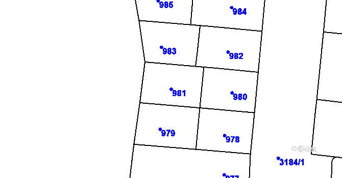 Parcela st. 981 v KÚ Michle, Katastrální mapa