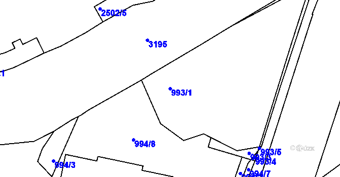 Parcela st. 993/1 v KÚ Michle, Katastrální mapa