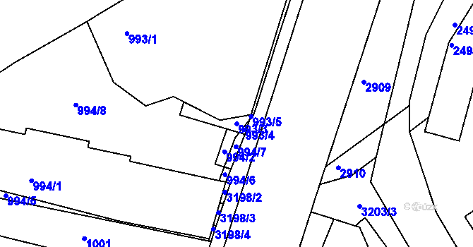 Parcela st. 993/3 v KÚ Michle, Katastrální mapa