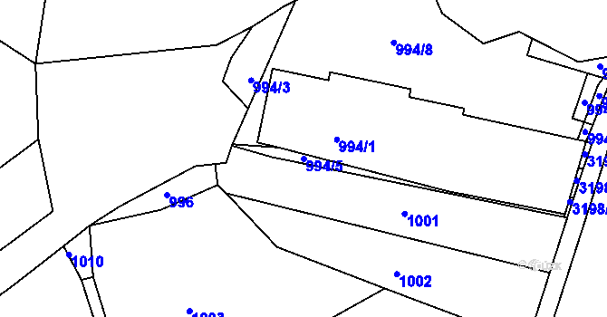 Parcela st. 994/5 v KÚ Michle, Katastrální mapa