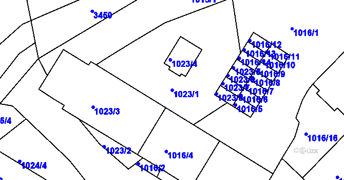 Parcela st. 1023/1 v KÚ Michle, Katastrální mapa