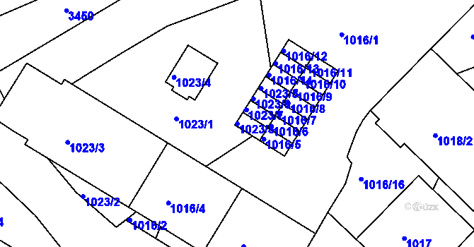 Parcela st. 1023/8 v KÚ Michle, Katastrální mapa